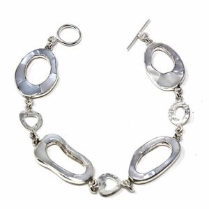 Silver Plated Mother of Pearl Bracelet with Oval Links
